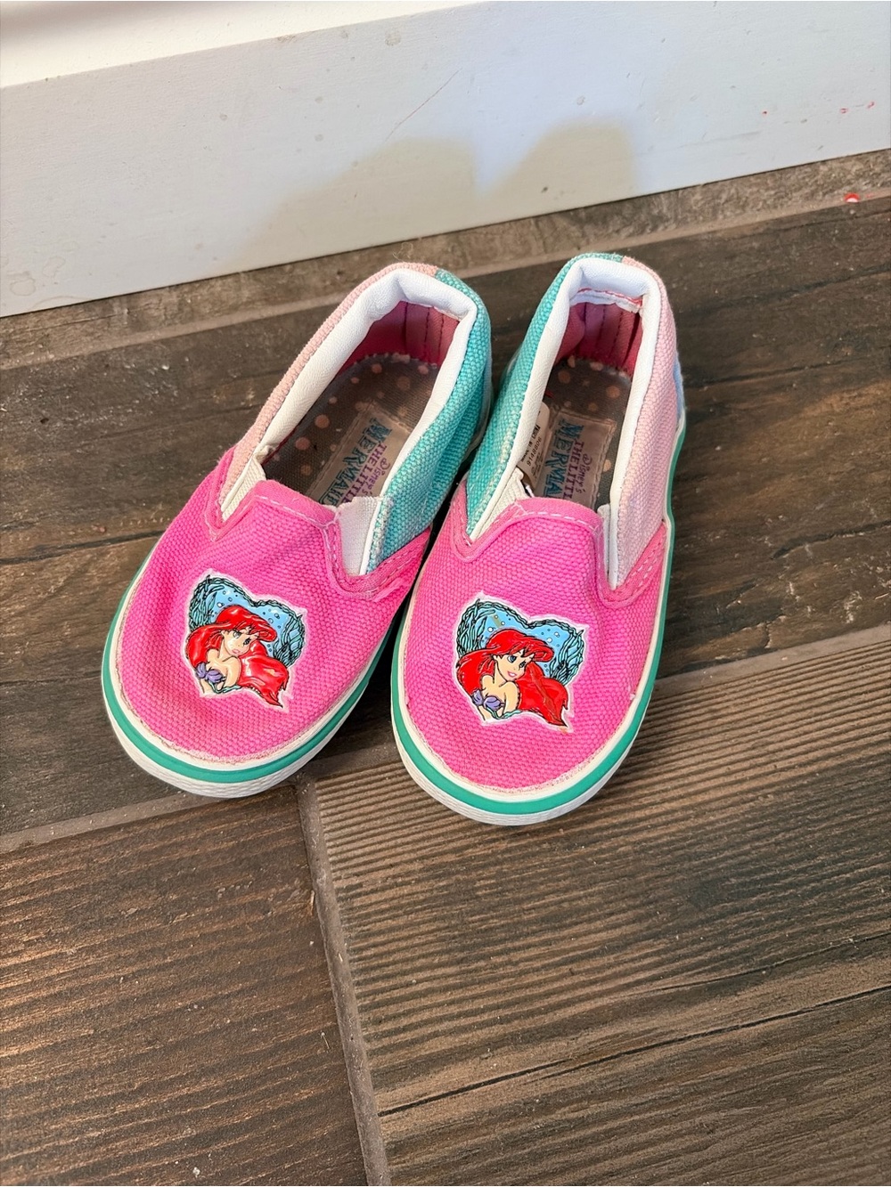Disney girls Pink Ariel Slip-On Sneakers